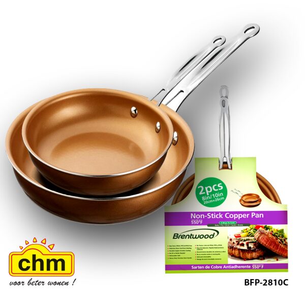 BRENTWOOD NON STICK INDUCTION COPPER FRYING PAN SET-0