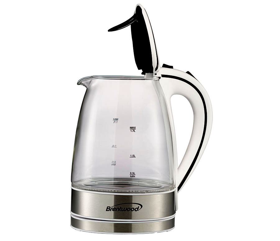 BRENTWOOD DRAADLOOS GLAS ELECTRISCHE KETEL WIT 1.7LTR-6391 BRENTWOOD DRAADLOOS GLAS ELECTRISCHE KETEL WIT 1.7LTR-6391