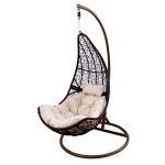 BLACK RATTAN SWING CHAIR WITH CUSHION-0