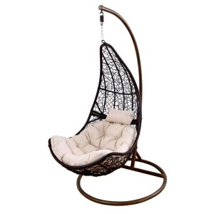 BLACK RATTAN SWING CHAIR WITH CUSHION-0