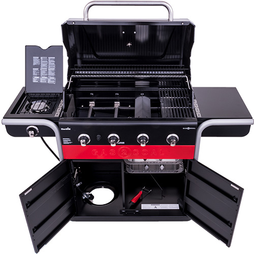 CHARBROIL COMBO GAS2COAL 44000 BTU 4 BURNER HYBRID BBQ GRILL ZWART