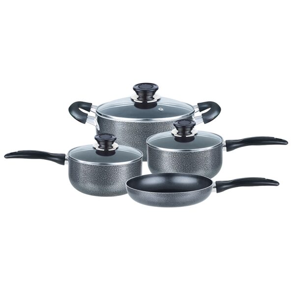 BRENTWOOD  NON-STICK ALUMINIUM COOKWARE SET GRANITE 7 STUKS