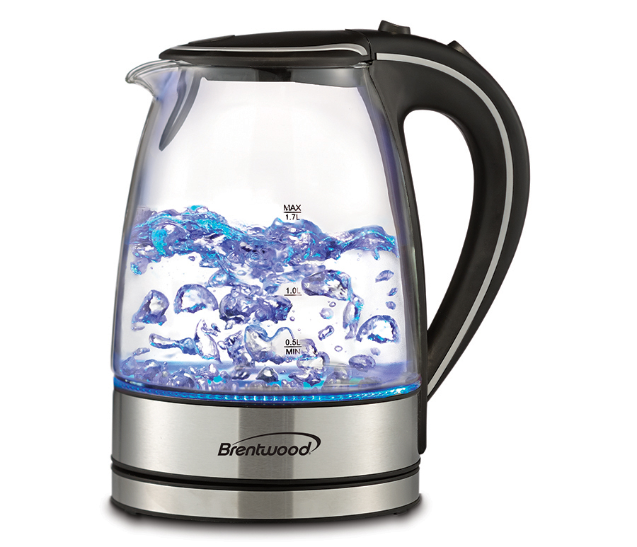 BRENTWOOD DRAADLOOS ELECTRISCHE GLAS KETEL ZWART 1.7L