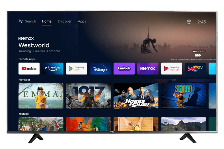 TCL UHD HDR SMART ANDROID 4K LED TV 43 INCH