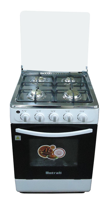 BOTRALI 4 BRANDERS GASFORNUIS MET DEKSEL WIT 24 INCH