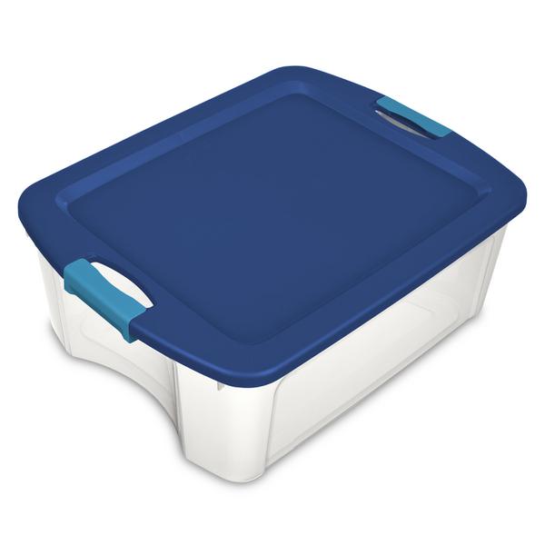 STERILITE 12 GALLON LATCH & CARRY CLEAR TRUE BLUE