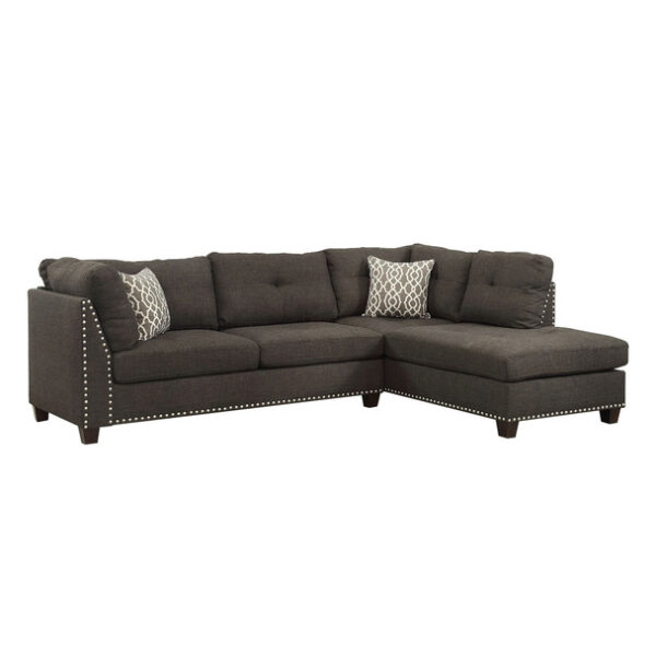 SECTIONAL SOFA W/2PILLOW & OTTOMAN CHARCOAL LINEN