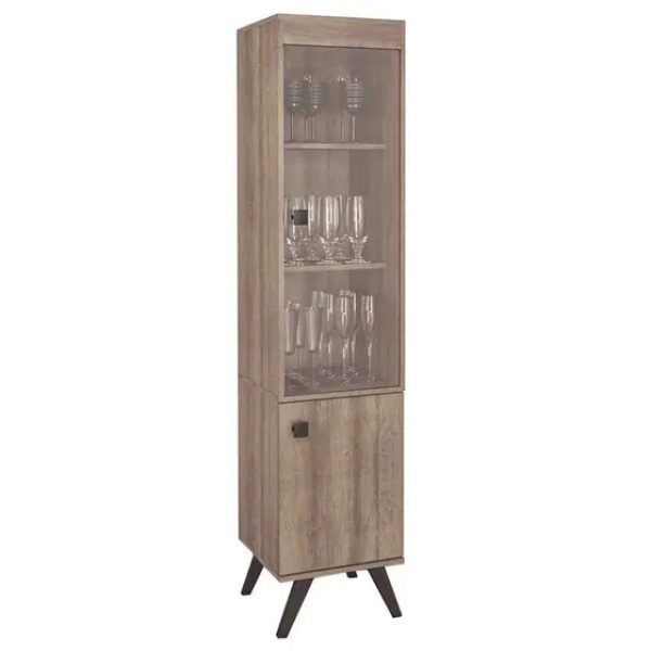 MOVELBENTO VITRINEKAST MET 1 GLAZEN DEUR EN 1 LADE RUSTIEK