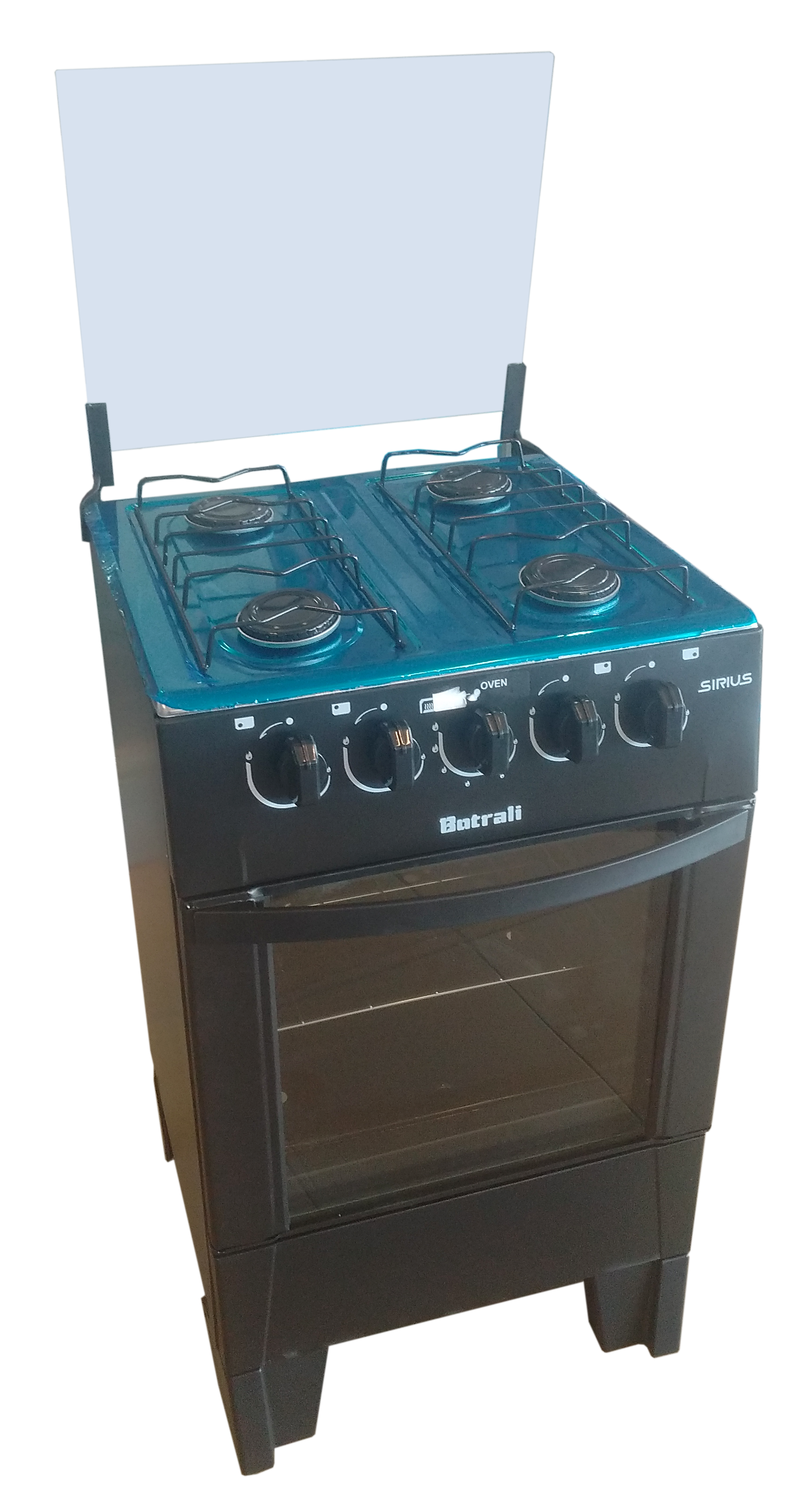 BOTRALI 4 BRANDERS ZWART GASFORNUIS MET DEKSEL 20 INCH
