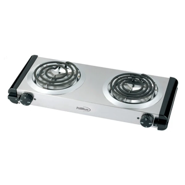 PREMIUM DOUBLE ELECTRIC BURNER ROESTVRIJ STAAL