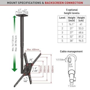 3500B.B BARKAN TV PLAFONDBEVESTIGING BRACKET 29"- 65"