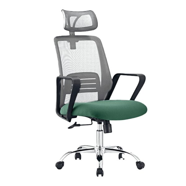 HT-299A CHR GREY/GREEN HIGH BACK REV CHAIR CHROME BASE