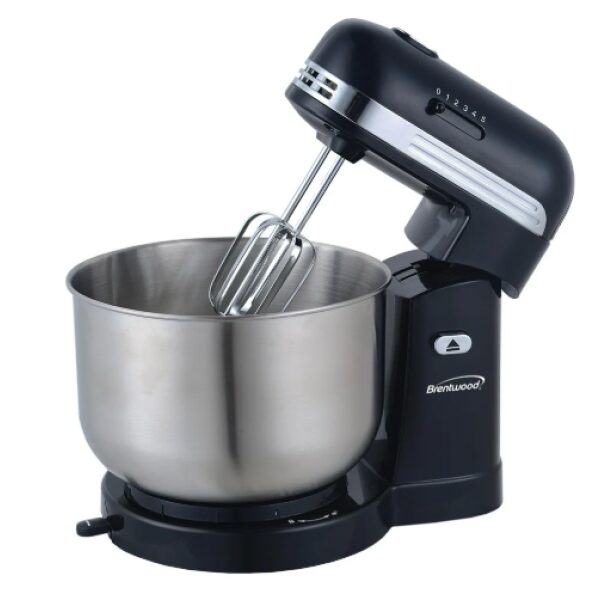 SM-1162BK BRENTWOOD RETRO STAND MIXER S/S MIX BOWL 250W CETL BLK 3QT