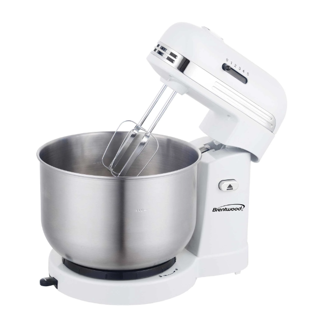 SM-1162W BRENTWOOD RETRO STAND MIXER S/S MIX BOWL 250W CETL WHT 3QT