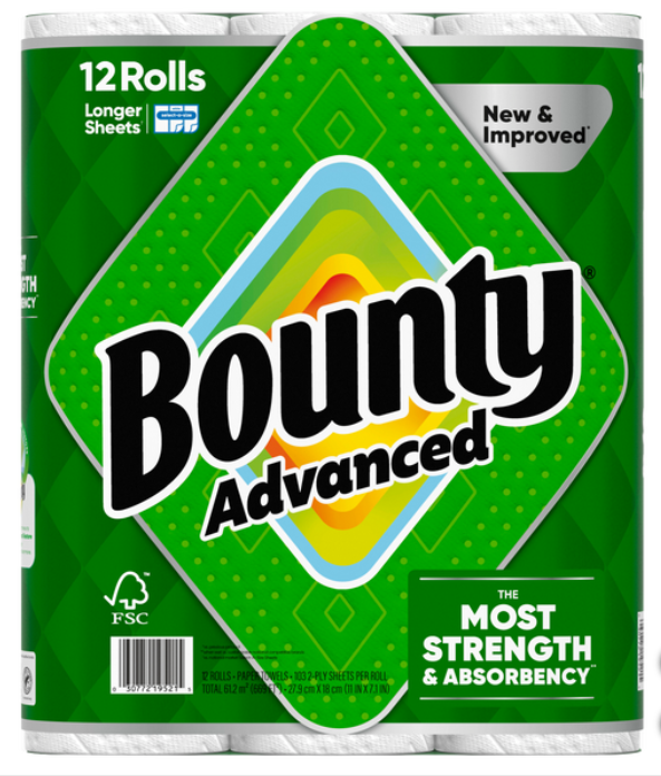 '1919326 BOUNTY ADVANCED PAPER TOWELS, 2-PLY, 103 SHEETS, 12-COUNT