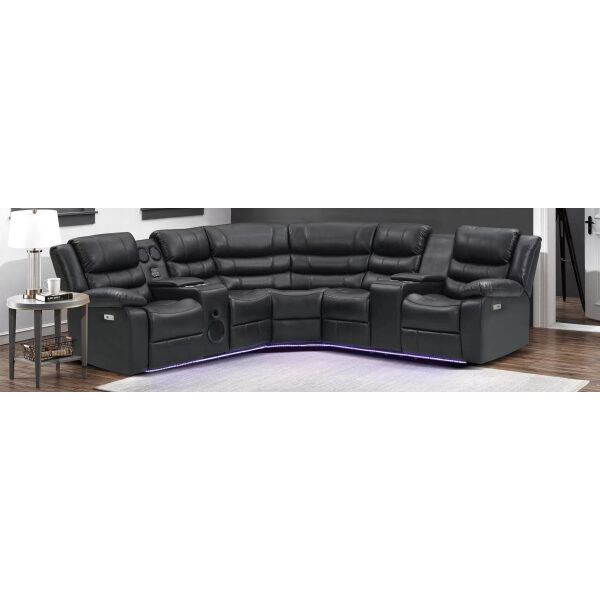 LE9201GREY SECTIONAL SOFA POWER RECLINERS FULL TOP AIR LEATHER