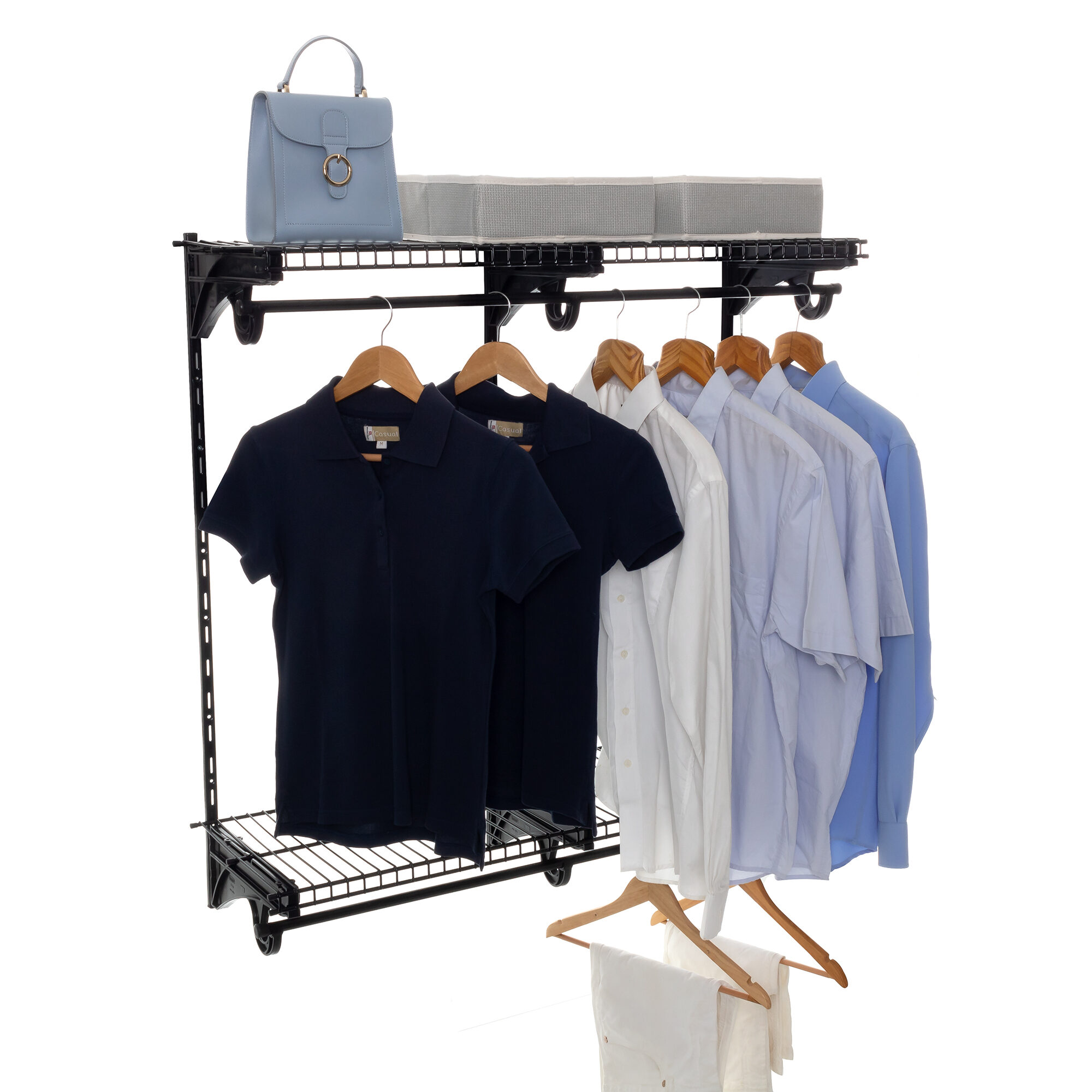 10112.2.2 WIRE WARDROBE KIT WITH HANGING RAIL 1M BLACK