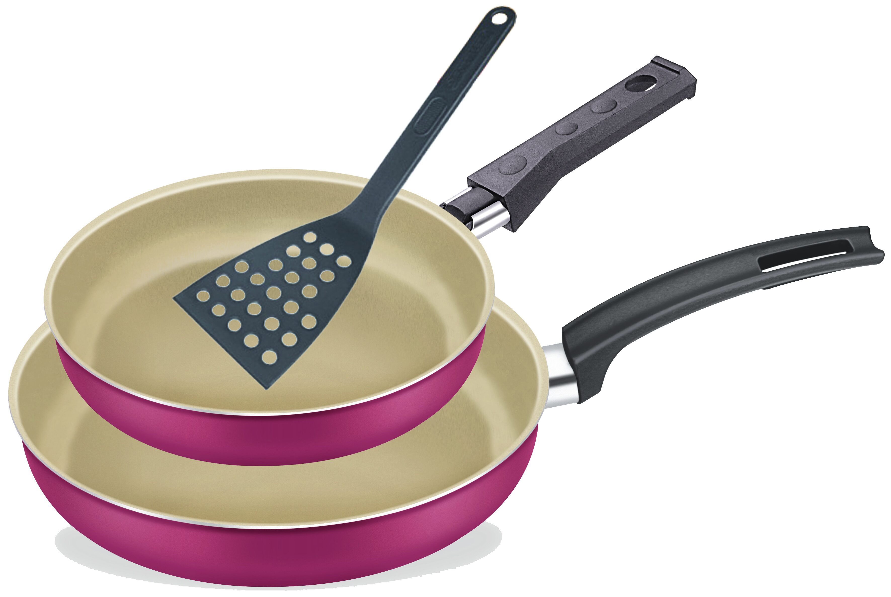 131720 KIT STRAIGHT SKILLET 16 + 20 + SPATULA - CHERRY