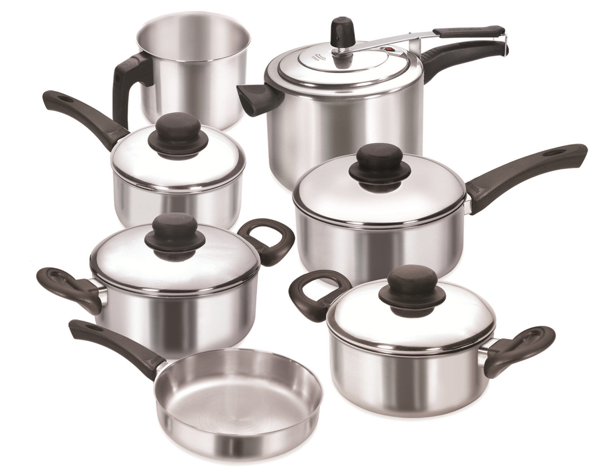 700707 7-PIECE SET POLISHED WITH PRESSURE COOKER