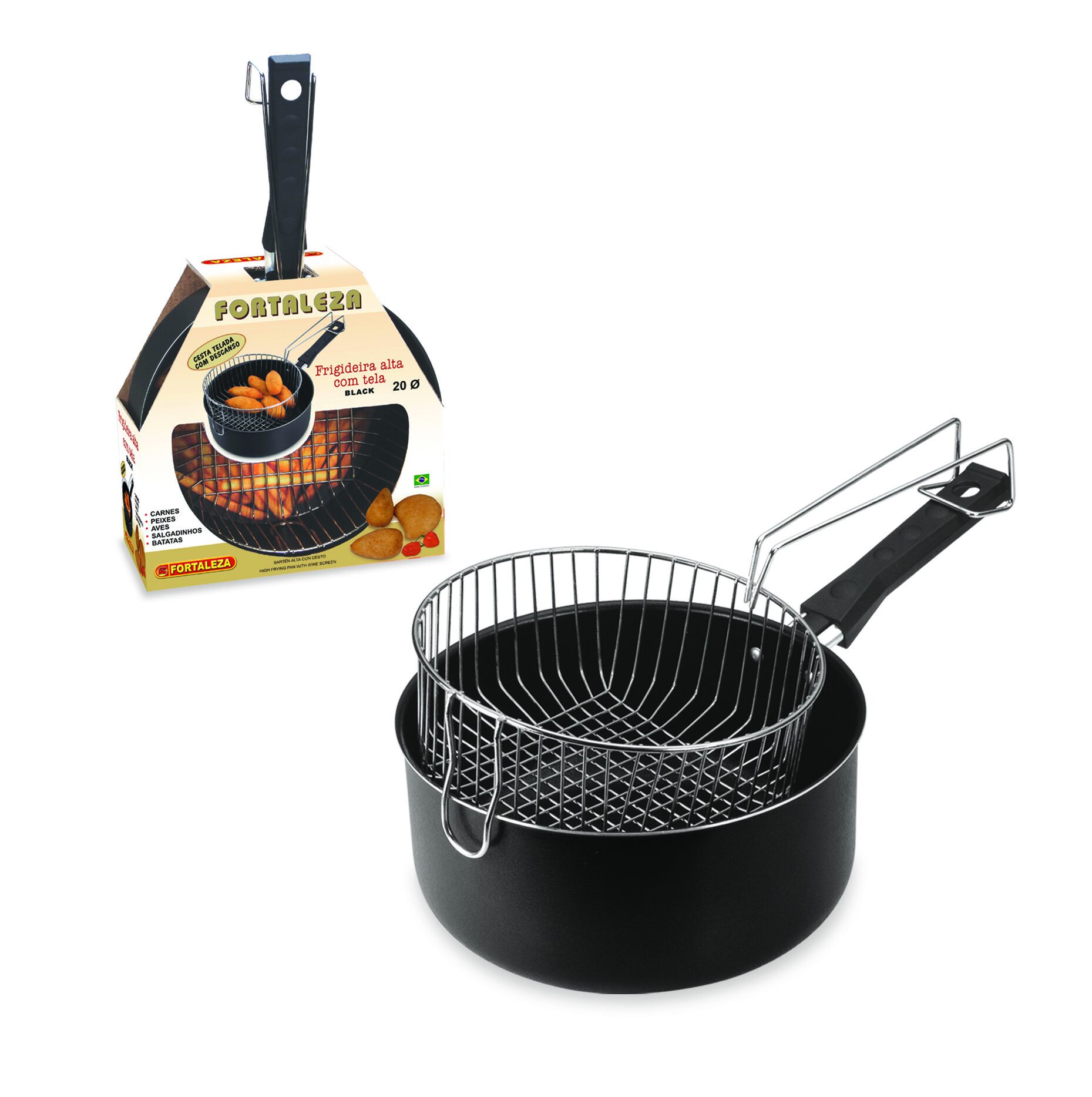 776620 HIGH SKILLET 20 WITH MESH LID BLACK