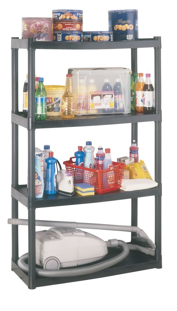 PTR05 4 SHELVES PLASTIC SHELVING UNIT 86.6 x 36.1 x 145.2 CM