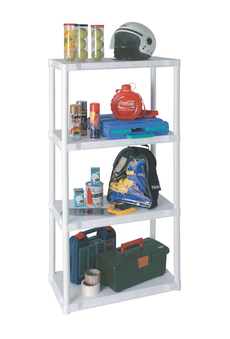 PTR082 4 SHELVES PLASTIC SHELVING UNIT 70 x 37.9 x 138.6 CM WHT