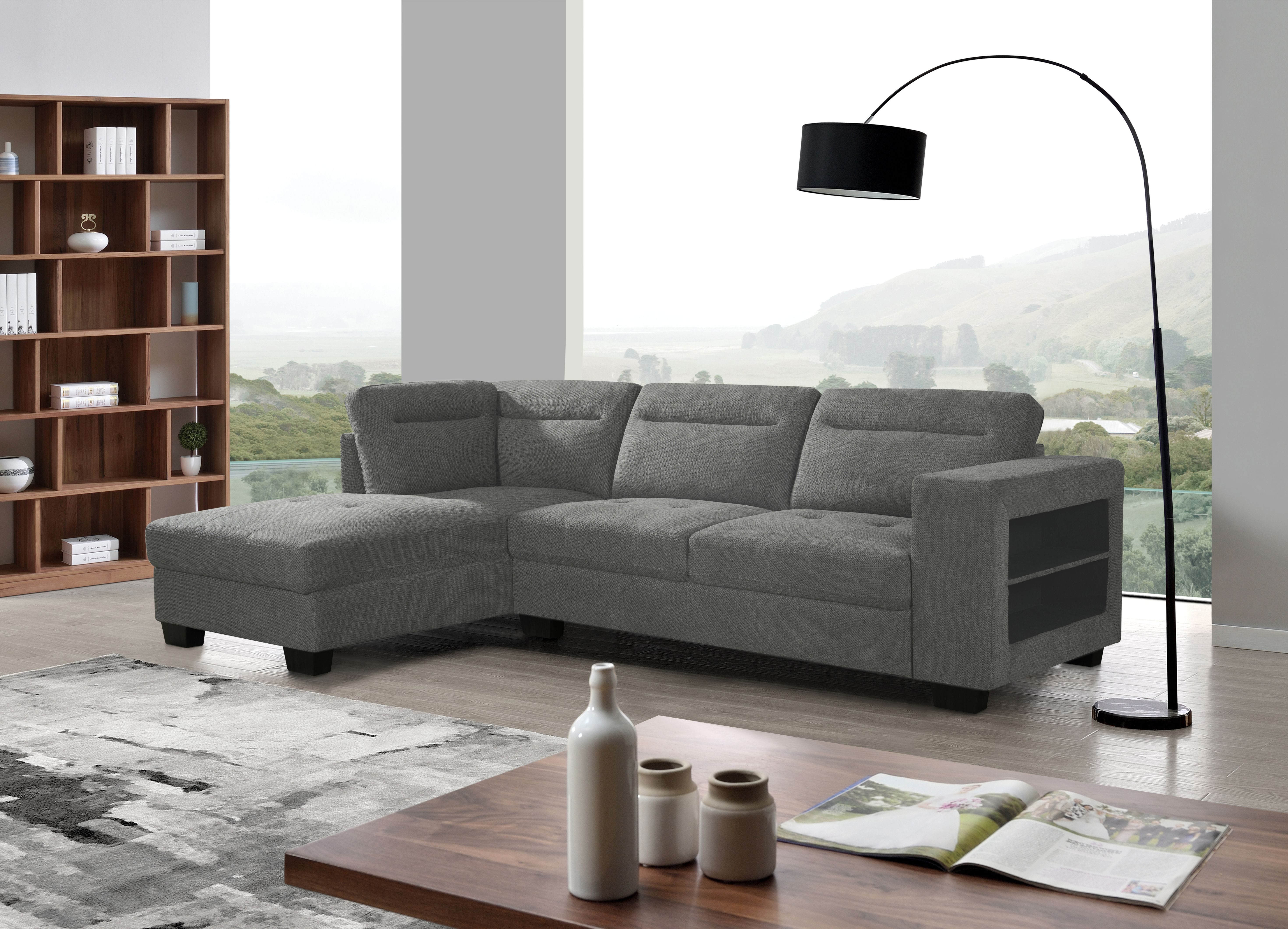 BERGEN LHF GREY CORNER SOFA 2S + CHAISE