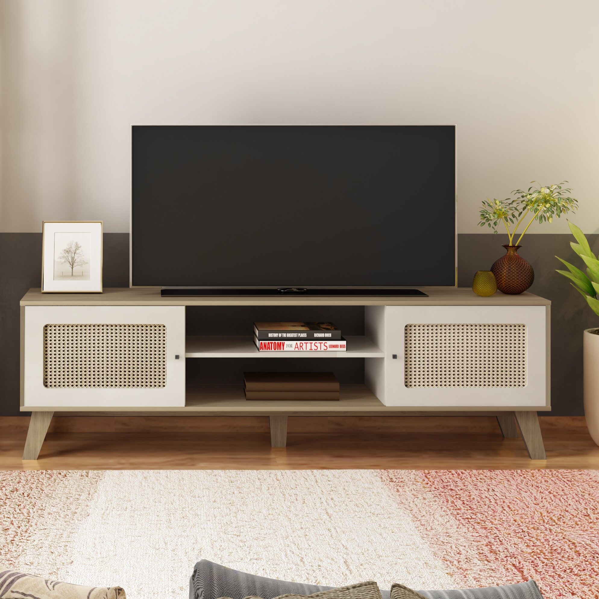 Ambiente Rack Charlotte Carvalho com Off White (2)