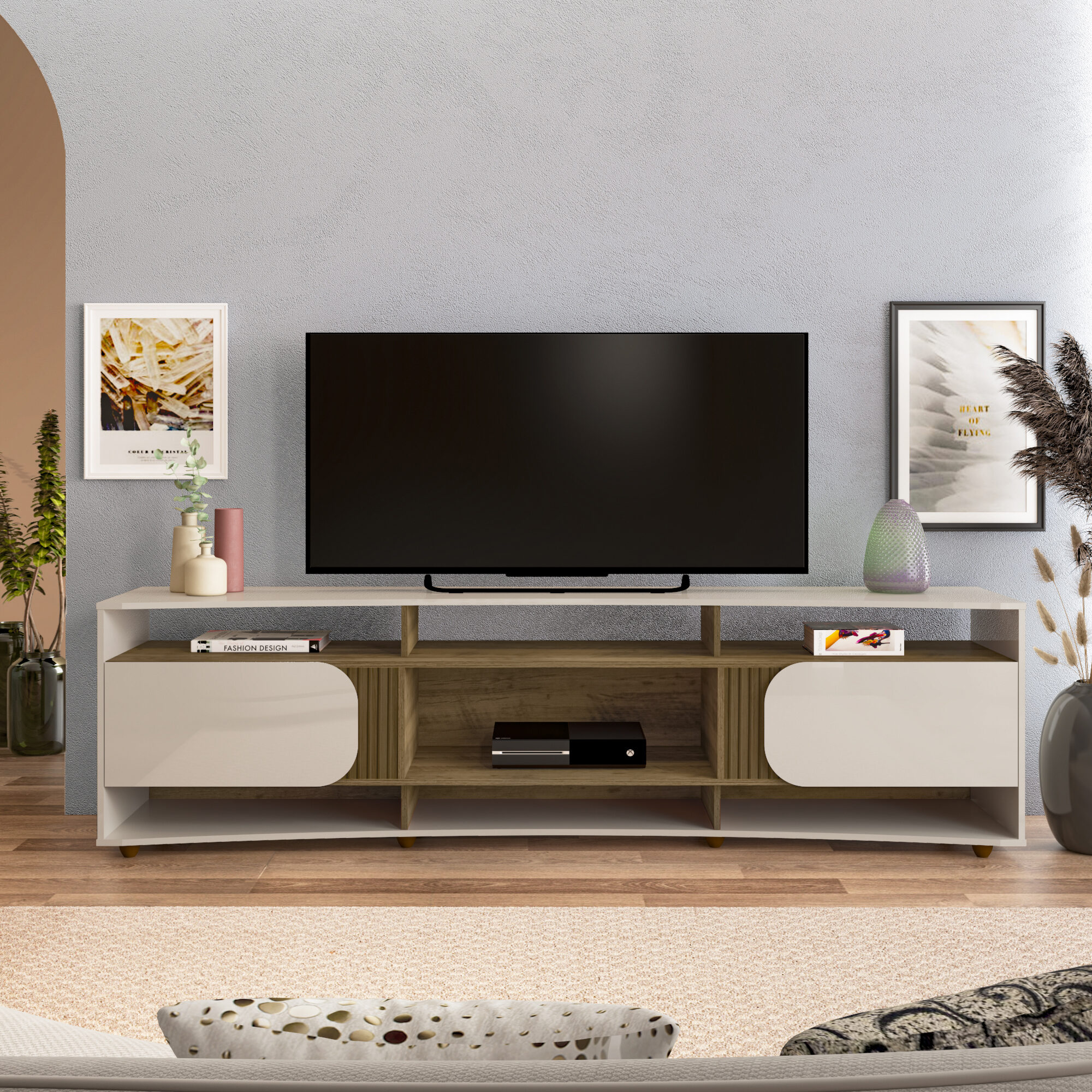Ambiente Rack Elegance Off White com Pinho Ripado (2)