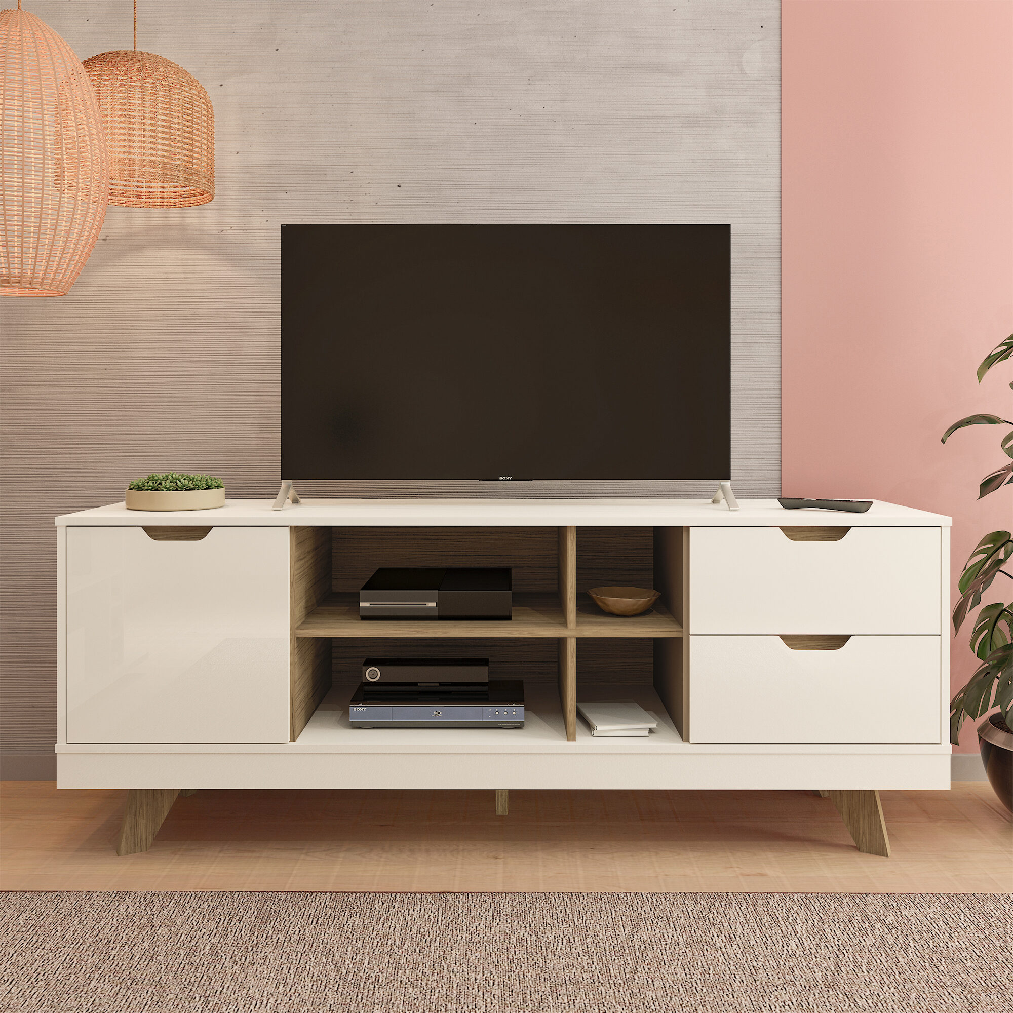 Ambiente Rack Michigan Off White com Carvalho (1)