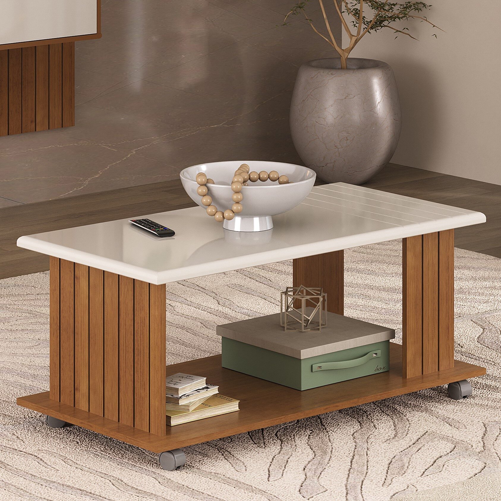 Ambiente Mesa de Centro Mila - Cinamomo com Off White