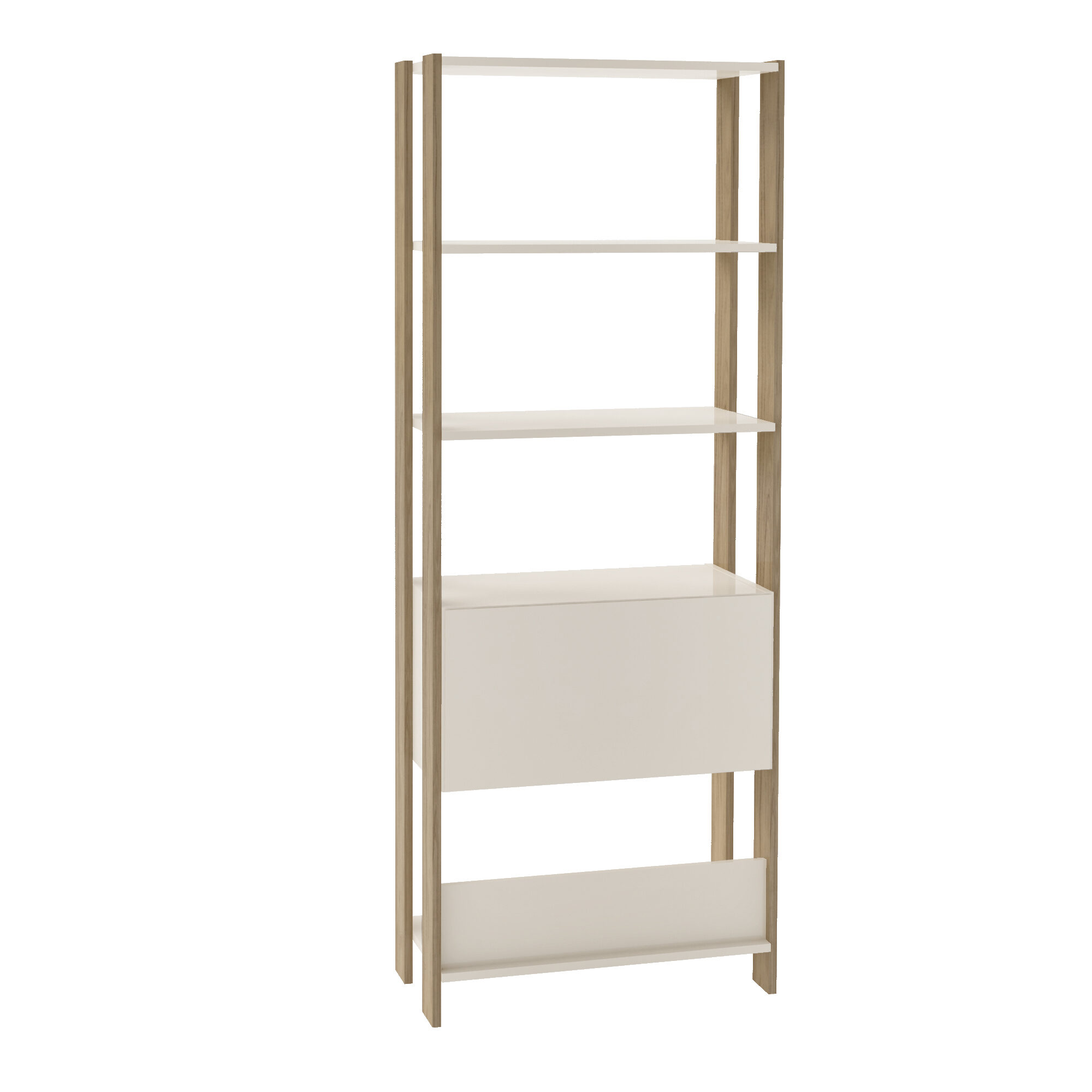 4234 MATCH BOEKENKAST MET DEUR - OFF WHITE / OAK