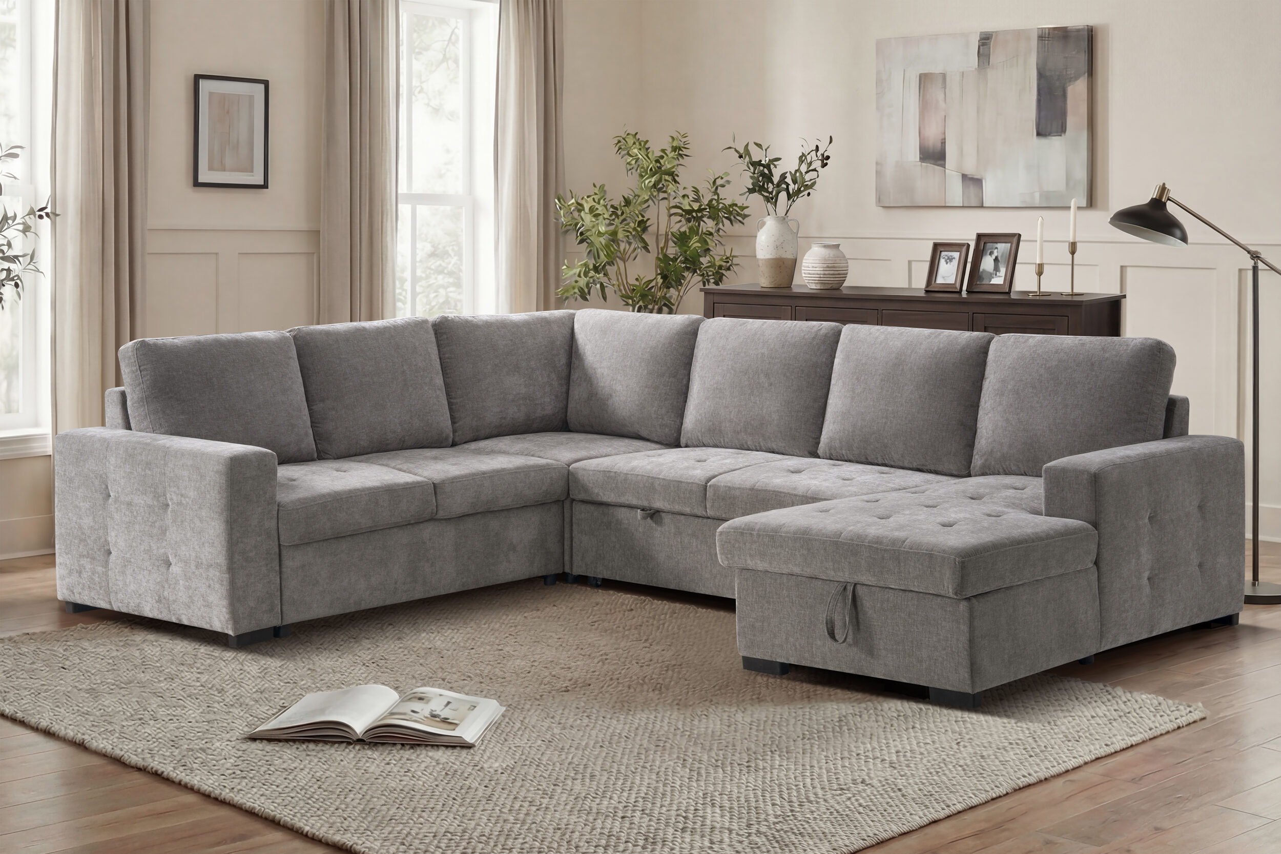 CORNER SOFA BED BARREL 97 DARK GREY
