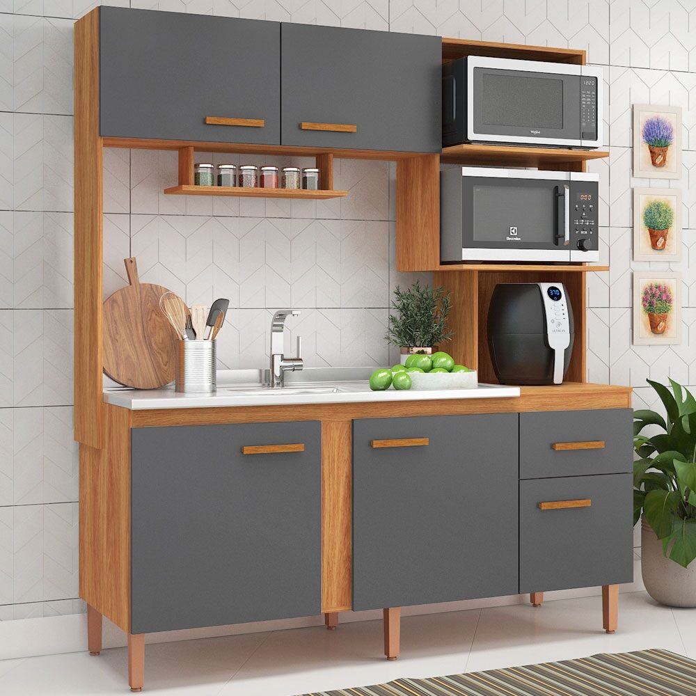 NEW SEVILHA KITCHEN KIT 5DRS/1DRWR EXCL TOP CINAMOMO / GRAFITO